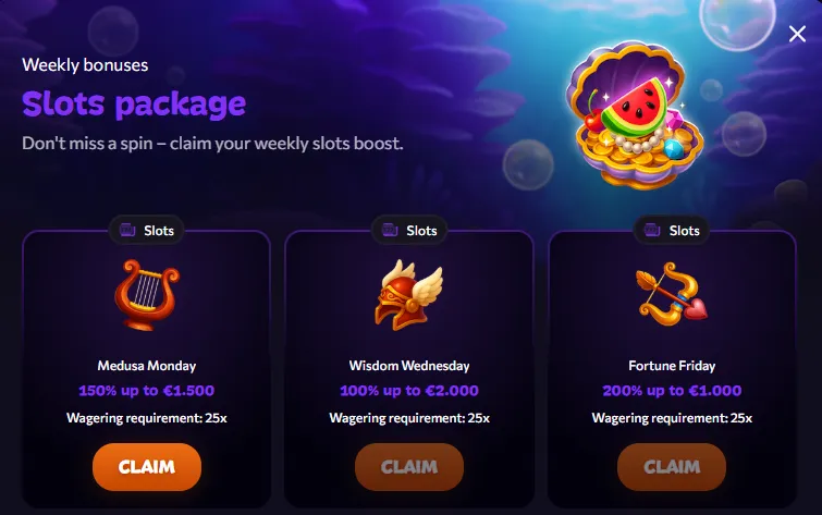 aphrodite casino weekly bonuses